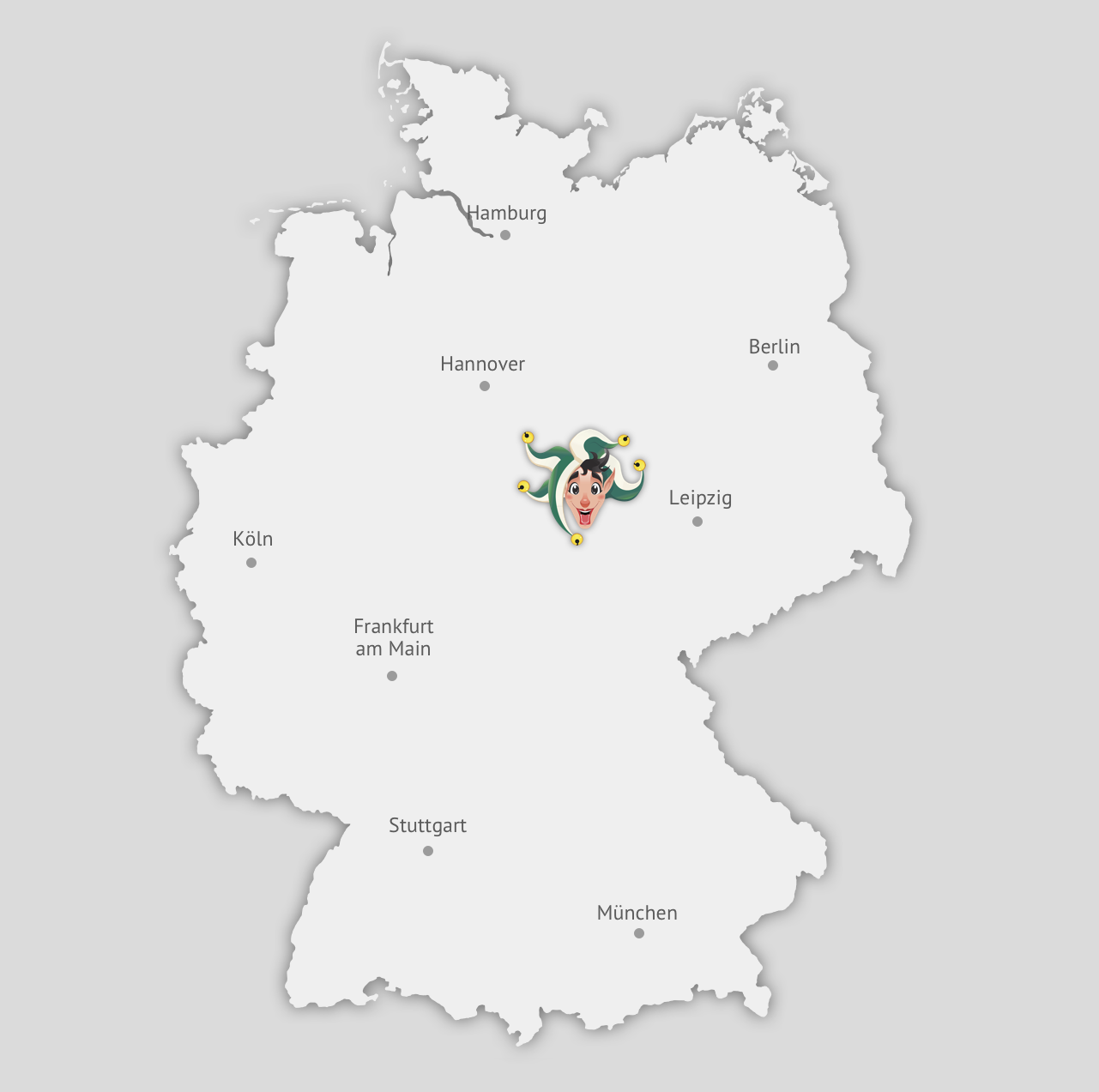 Deutschlandkarte mit Reckmänneken-Logo als Kartenmarkierung